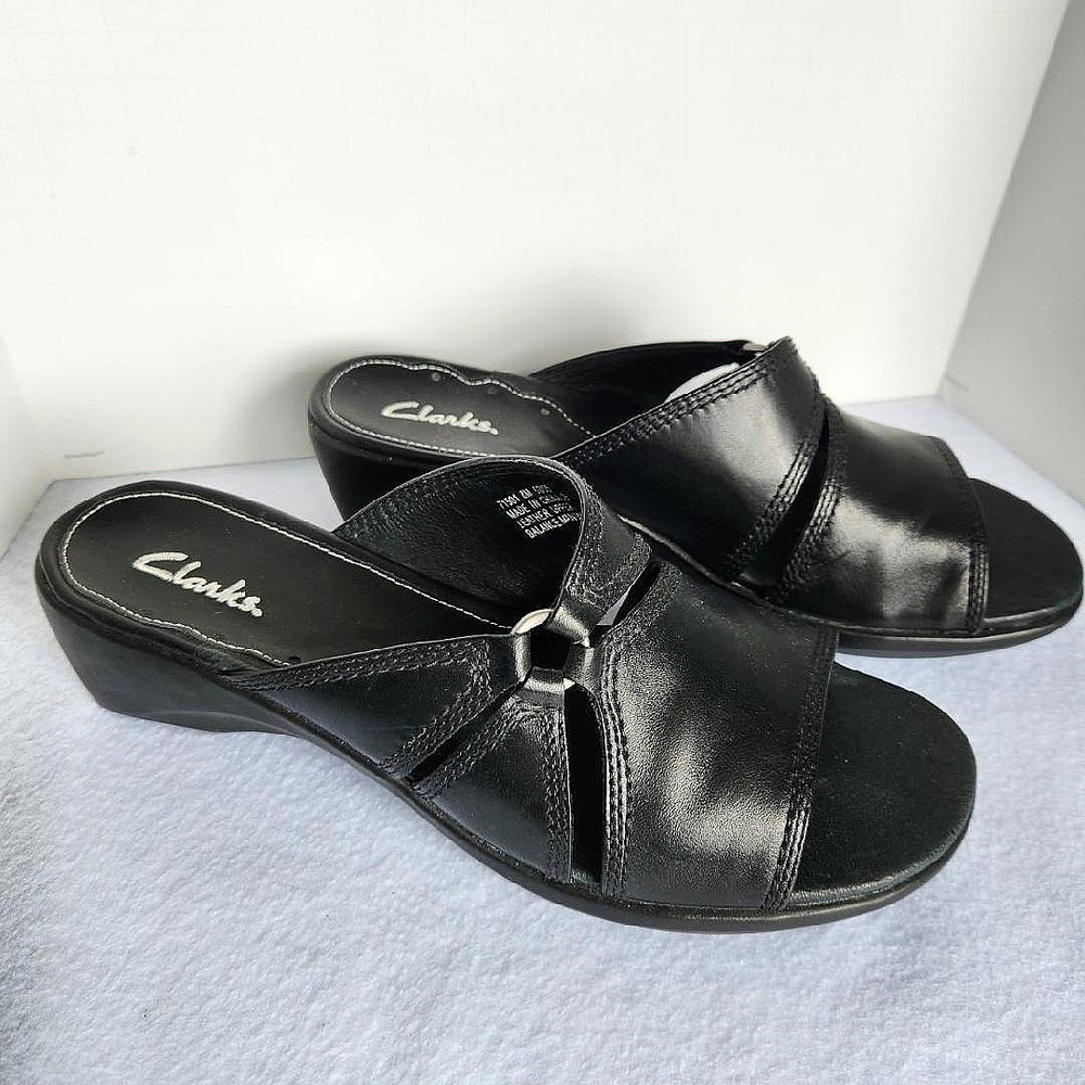 Clarks Women's Black Slide Sandals